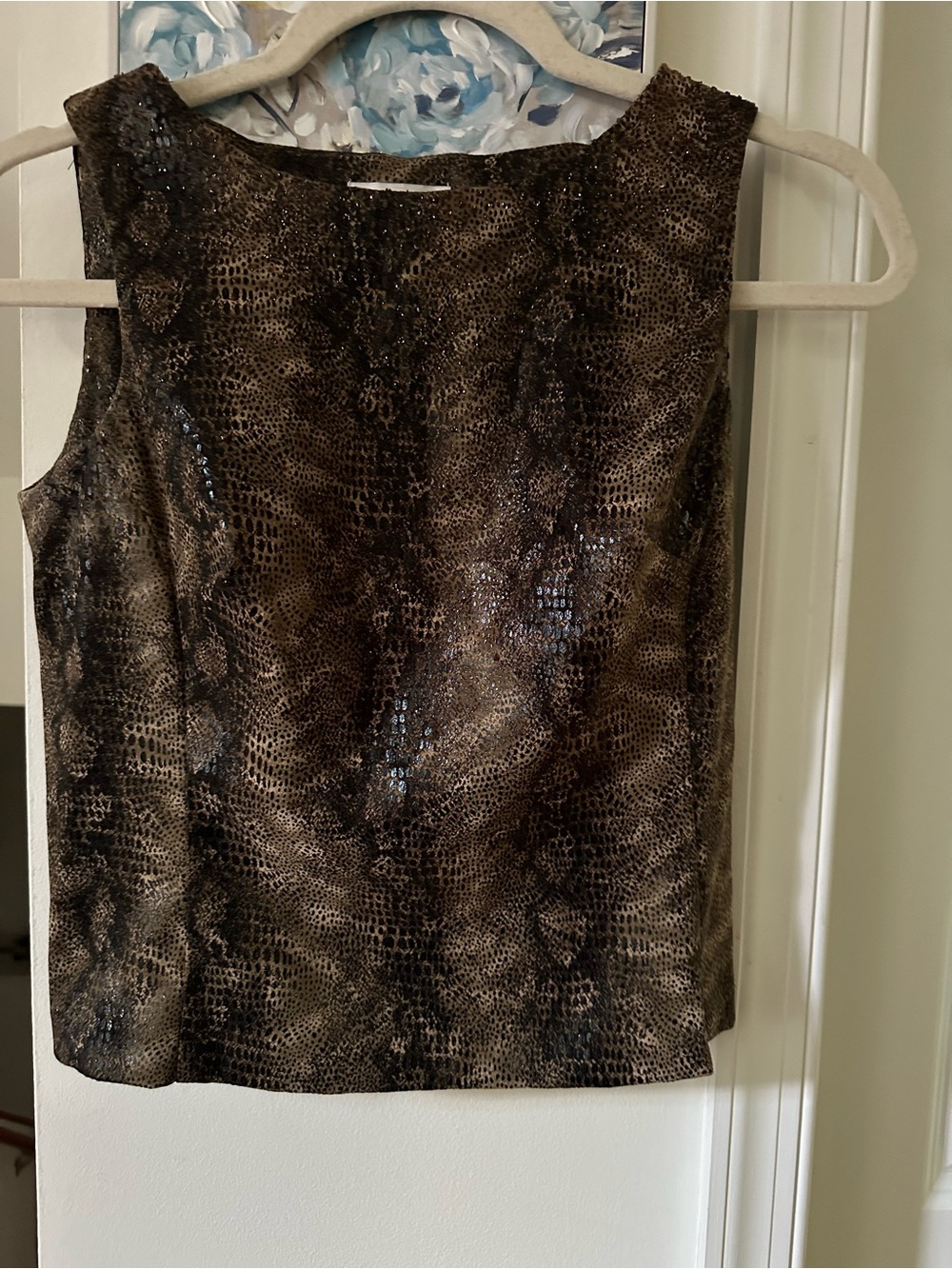 CDC Classics Snakeskin-Print Faux Leather top- Brown/Black